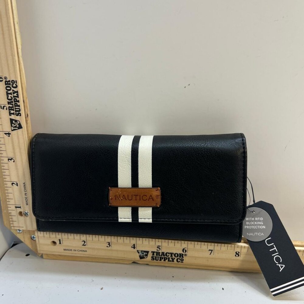 Women's Nautica Black RFID Blocking Long Wallet Clutch Card Organizer